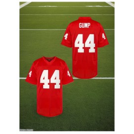 1pc Men'S Red #44 GUMP Embroidered Polyester V-Neck Sports Jersey, Loose Fit, Breathable Knit Fabric, Versatile for Football, Parties, Casual Wear - Four Seasons Top for Teens & Adults