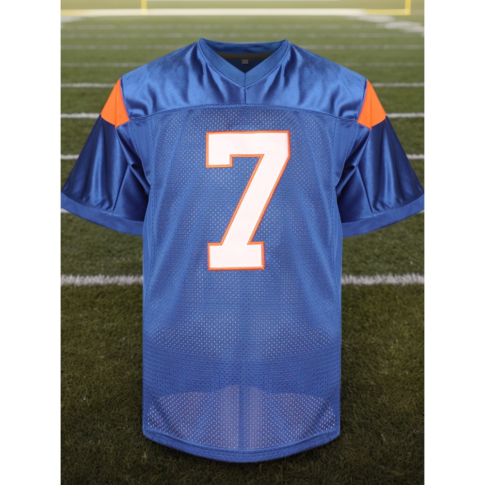 Men's #7 Embroidered Color-Block Football Jersey - Breathable V-Neck Short Sleeve Sports Shirt for Summer, Perfect for Parties & Casual Wear