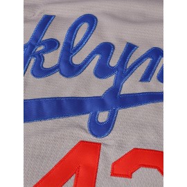 Stitched 42 Grey Baseball Jersey Polyester Men'S Retro Baseball Shirt Button Short Sleeved Baseball Top S-3XL Hip Hop Clothes