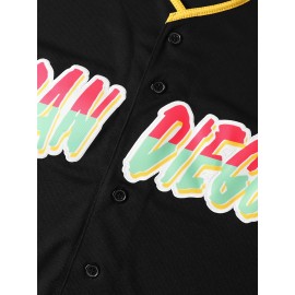 Men'S # 23 Black Baseball Shirt 100% V-neck Sweatshirt Loose Fit Button Closed Casual And Sportswear Multi Functional Running Training Hiking Cycling Fishing Ideal Size S-3XL