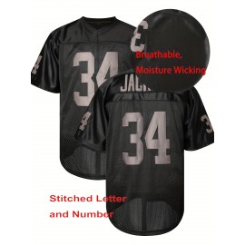 34 Black Breathable Embroidered Football Jersey - Casual V-Neck Sports Shirt For Outdoor Activities & Parties, Sizes S-XXXL