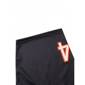 54 Navy Blue Embroidered Football Jersey with Orange Accents - Breathable Polyester V-Neck Loose Fit Sports Shirt for Men, Outdoor Activities, Parties & All Seasons, Sizes S-XXXL, Party Sports Jersey | Sporty Vneck Jersey | Mesh Fabric Jersey