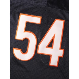 54 Navy Blue Embroidered Football Jersey with Orange Accents - Breathable Polyester V-Neck Loose Fit Sports Shirt for Men, Outdoor Activities, Parties & All Seasons, Sizes S-XXXL, Party Sports Jersey | Sporty Vneck Jersey | Mesh Fabric Jersey