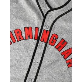 Men's Breathable V-Neck Baseball Jersey #8, Embroidered Polyester Sportswear for Streetwear, Team Sports, Beach - Loose Fit Knit Fabric, Sizes S-3XL