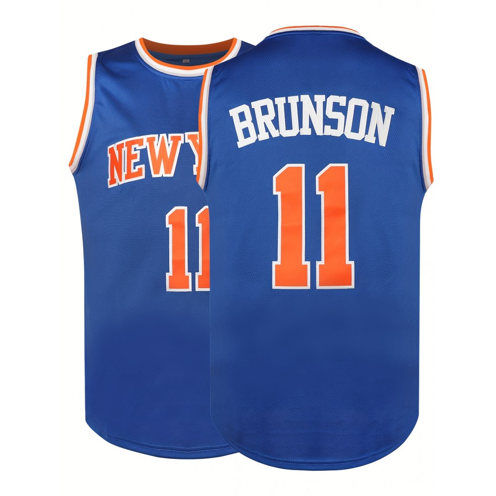 1pc Stitched 11 Blue Basketball Sports Jersey, Sleeveless Polyester Basketball Shirt, Classic Tank Top for Men, Loose Fit, Lightweight & Breathable, Machine Washable, Perfect for Basketball, Streetwear, and Casual Outings