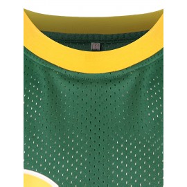 Men's #3 Green & Yellow Basketball Jersey - Breathable Polyester, 