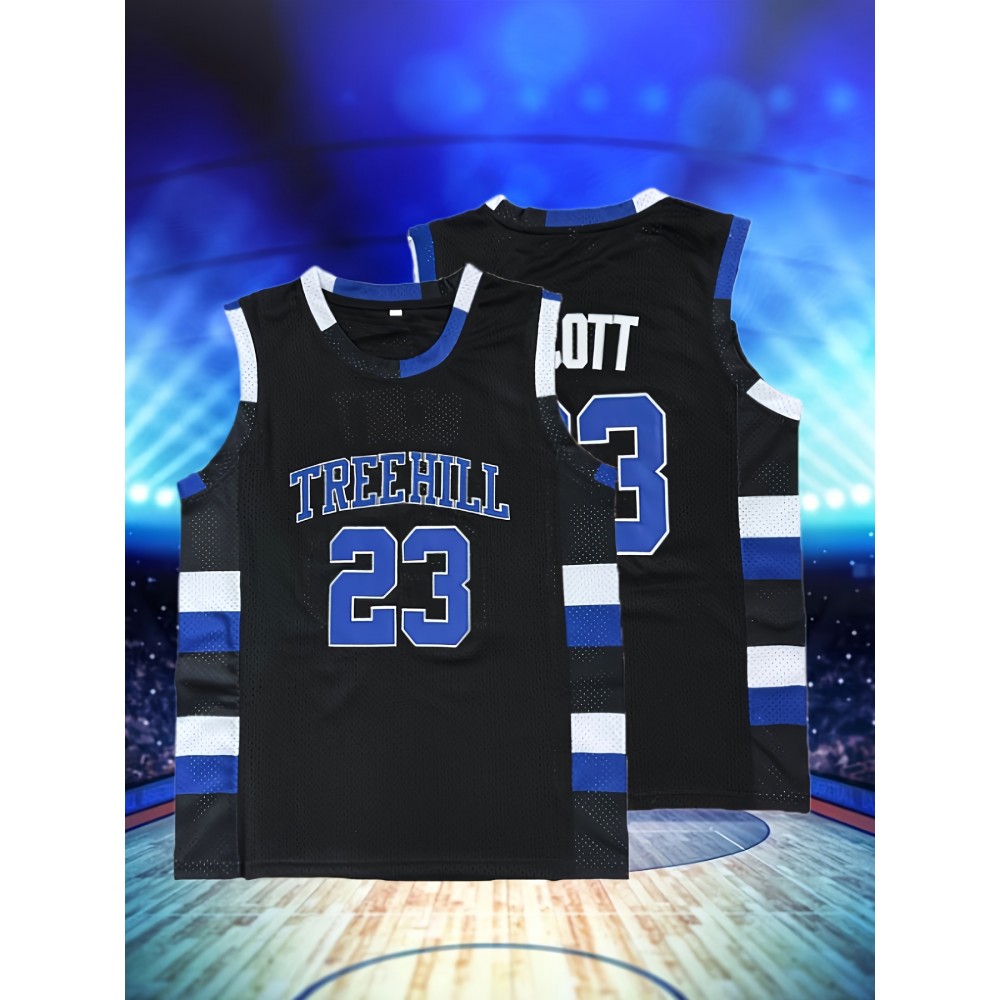 Men's #23 Vintage Basketball Jersey - Breathable Polyester, Embroidered Lettering, Sleeveless Sports Uniform for Training & Competition, Size S-XXXL