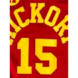 Men's #15 Red Basketball Jersey - Loose Fit, V-Neck Sleeveless Sports Shirt for Team Training, Casual Wear & Summer Parties - Details, Polyester, Machine Washable - Sizes S to XXXL, Sports Tank Top | Sleeveless Jersey | Glossy Texture