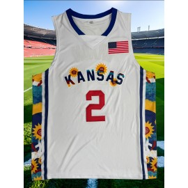 Men's #2 Basketball Jersey - White, Breathable & Embroidered V-Neck Pullover for Team Sports & Casual Wear, Perfect for Spring, Summer, Fall, Sizes S-XXXL