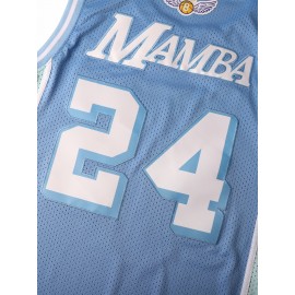 1pc Men'S Breathable Polyester Basketball Jersey, Embroidered #8-24, Crew Neck, Slight Stretch, Loose Fit, Machine Washable - Ideal for Sports, Casual, Streetwear, Parties, Sizes S-XXXL