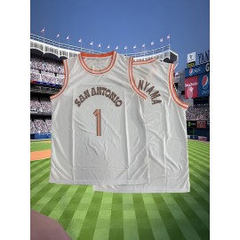Men's #1 San Antonio Basketball Jersey - White Sleeveless Sports Shirt for Training, Competition & Team Activities, S-XXXL, Polyester, Loose Fit, Machine Washable, Casual Sportswear | Casual Style Jersey | Polyester Fabric