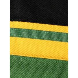 Men's #3 Shamrock Embroidered Vintage Color Block Long Sleeve Ice Hockey Jersey - Breathable Polyester, Loose Fit V-Neck for Sports & Casual Wear