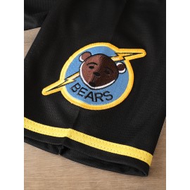 Men's #3 Black & Yellow Embroidered Baseball Jersey - V-Neck, Short Sleeve, Button-Up, Lightweight Polyester, Comfortable Fit for Training & Games