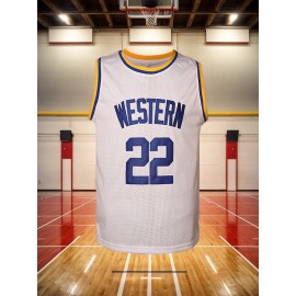 Men's #22 Embroidered Basketball Jersey - Breathable Polyester, Perfect for Sports & Casual Wear, Machine Washable