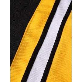 Men's #18 Embroidered Ice Hockey Jersey, Retro Striped V-Neck Long Sleeve Uniform Hockey Shirt for Training and Game