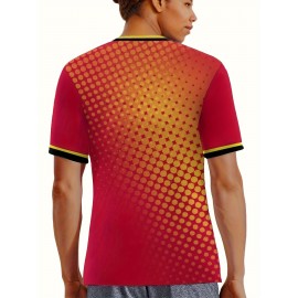 Women's Large Size Professional Sports Fabric Creative Pattern Print European National Team Soccer Jersey T-shirt, Soccer Jersey Flag Uniforms Shirts, Breathable And Lightweight, Moisture-Wicking, As Gifts For Sports Fans