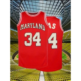 Men'S #34 Embroidered Basketball Jersey, 100% Polyester, Crew Neck Sleeveless Sports Shirt, Slight Stretch, Loose Fit, Universal Fit, with Sizes S-3XL for Casual, Training, Hiking, Daily & Weekend Wear, Couples, Men