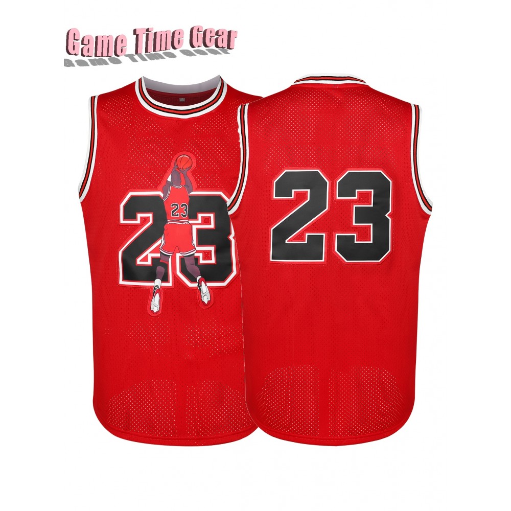 Men'S # 23 Red Embroidered Polyester Basketball Shirt V-neck Sleeveless Sports Shirt Breathable Knitted Fabric Suitable For Team Sports Training Casual Wear S-3XL Sports Shirt Sports Appearance Breathable Polyester Fiber